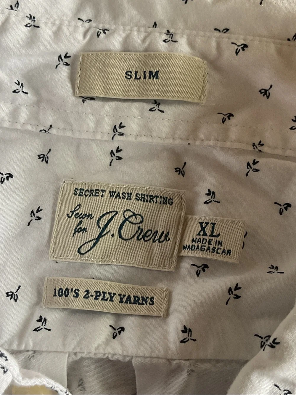J. Crew Men's White Micro-Anchor Button-Down Shirt